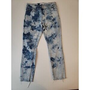 True Craft Mid Rise Skinny Ankle Jeans Size 5 Juniors Tie Dye Raw Hem